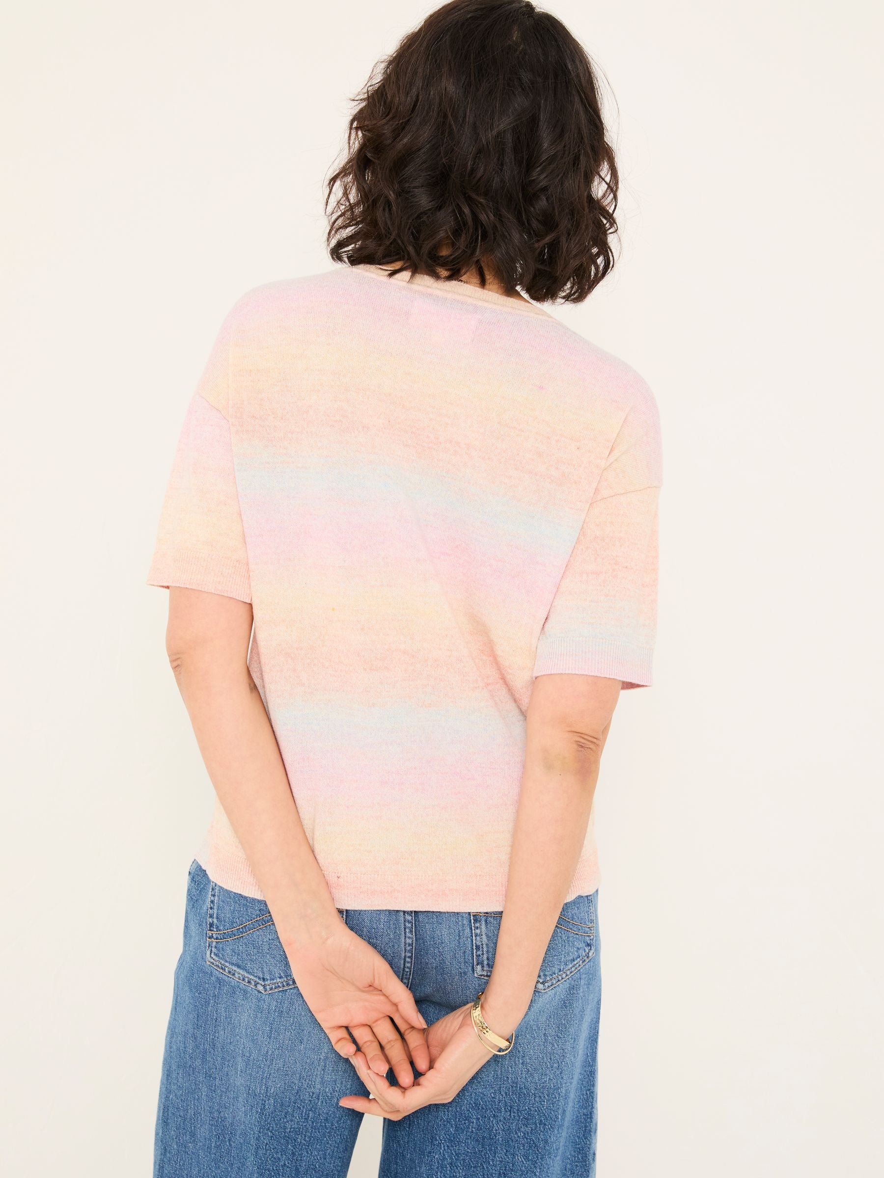 Pink Ombre Stripe Knitted Tee
