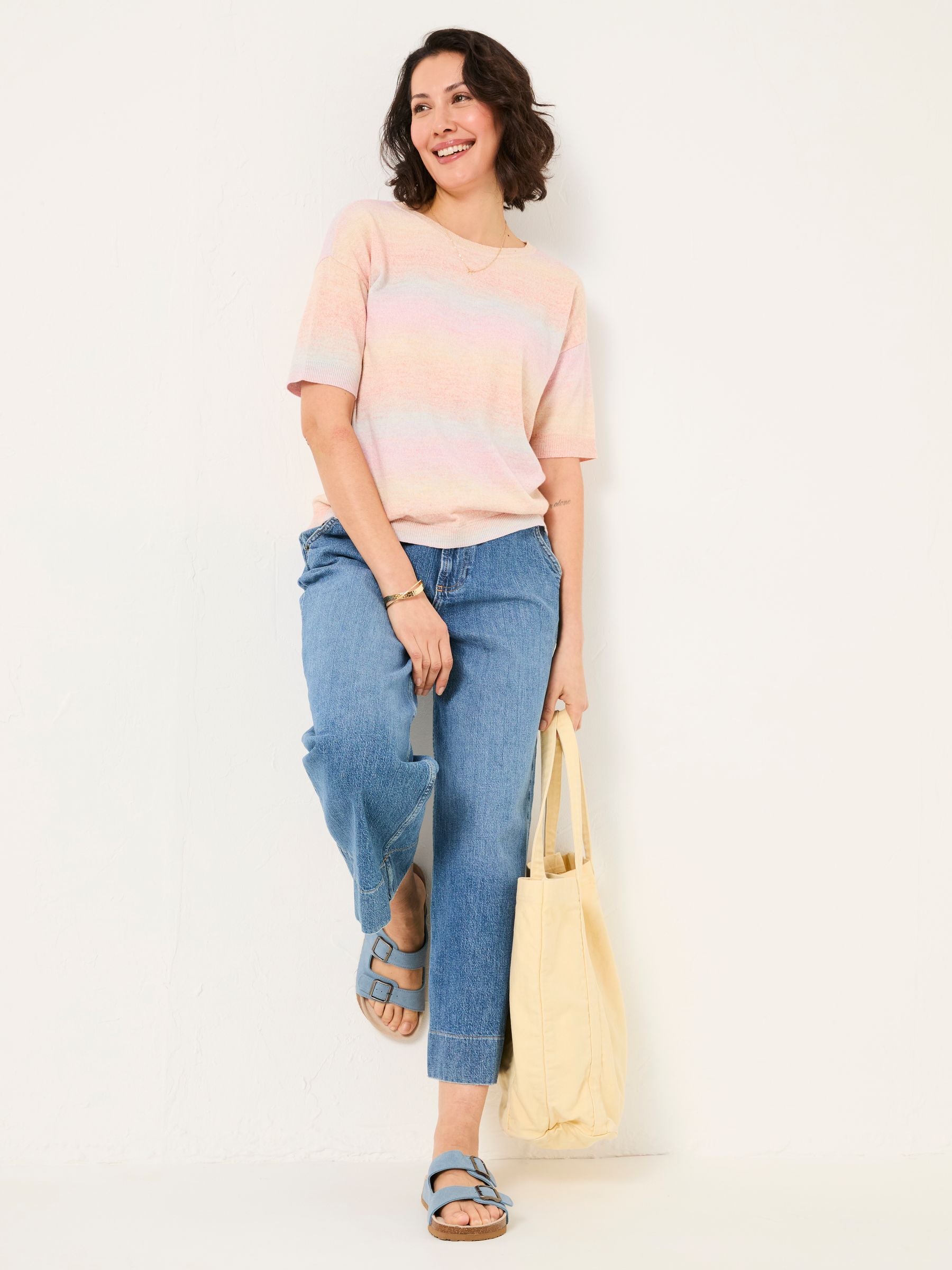 Pink Ombre Stripe Knitted Tee