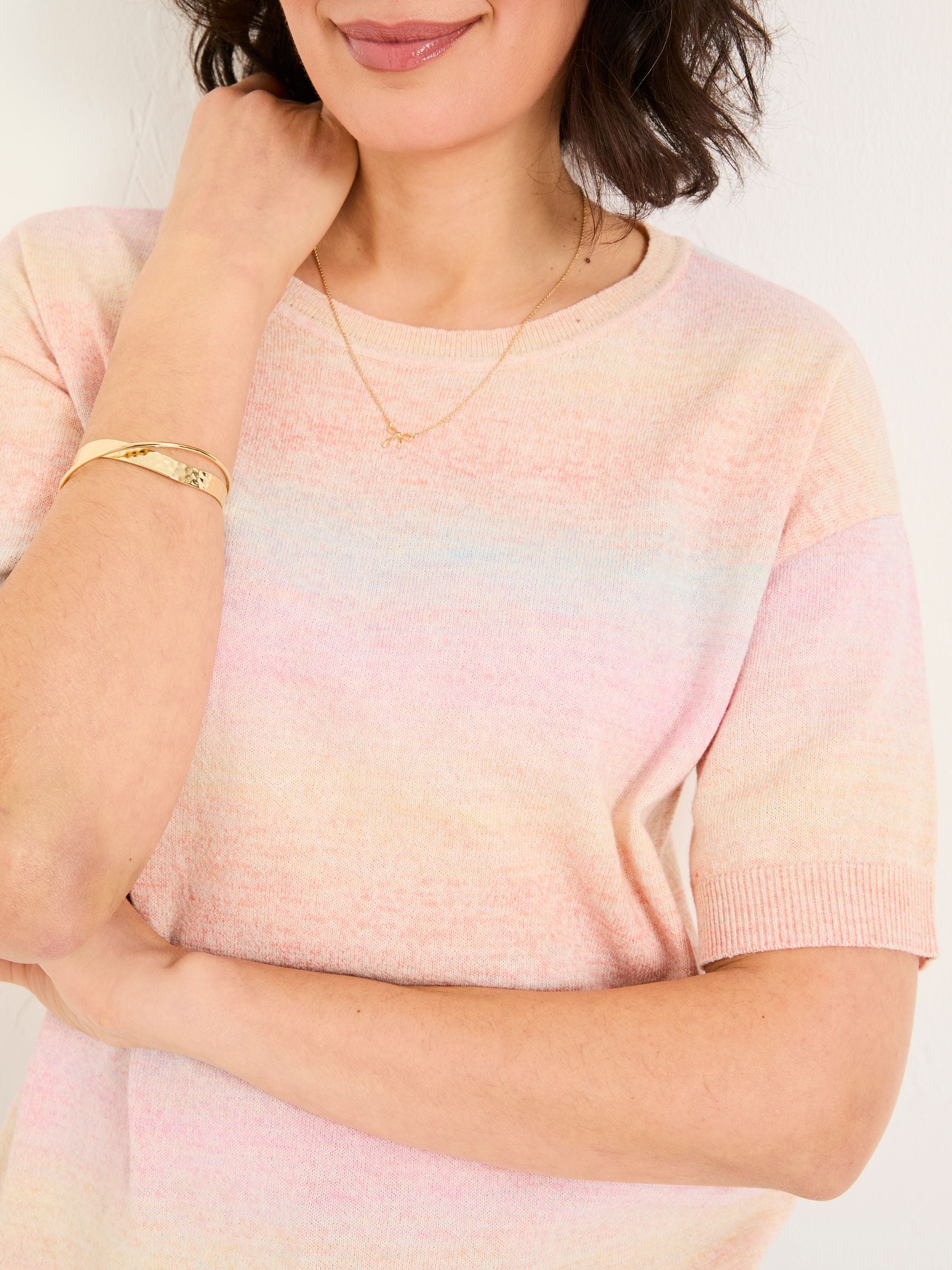 Pink Ombre Stripe Knitted Tee