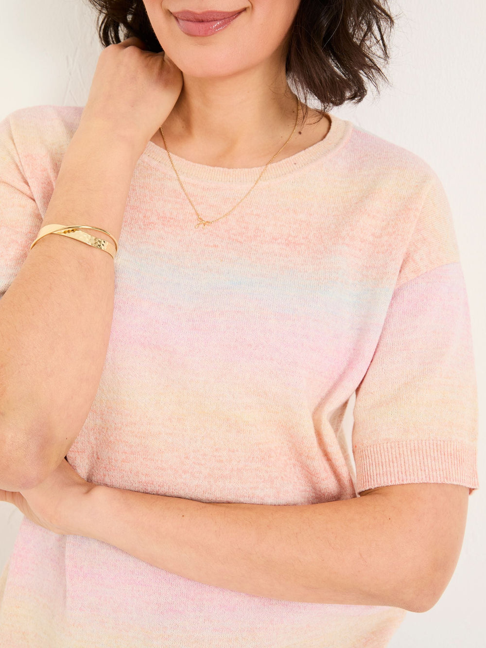 Pink Ombre Stripe Knitted Tee