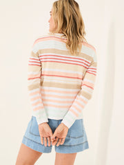 Izzy White Knitted Stripe Jumper