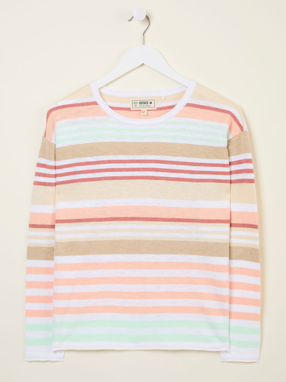 Izzy White Knitted Stripe Jumper
