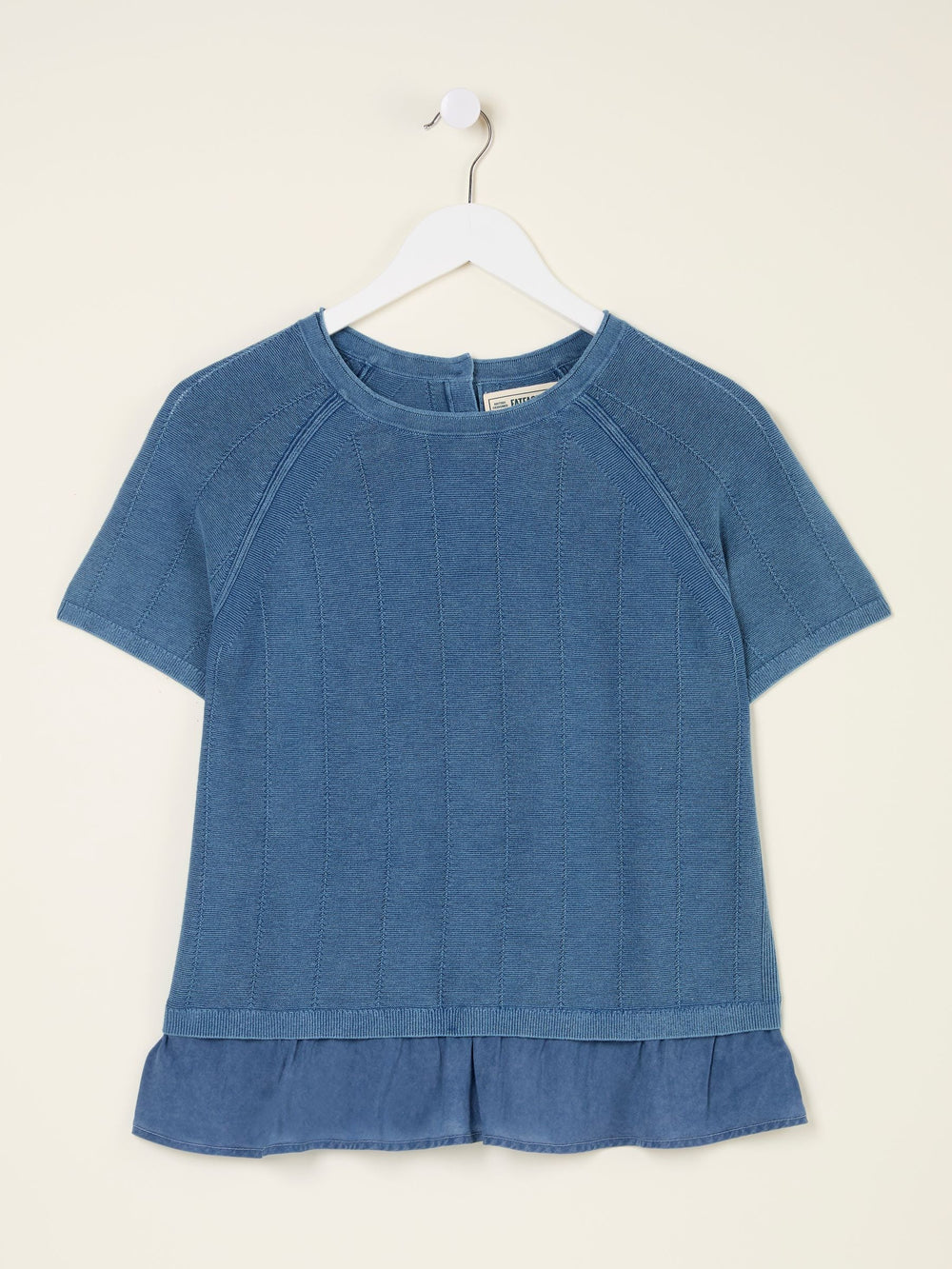Lena Blue Laundered Woven Knit Top