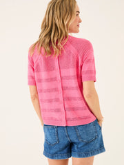 Zandra Pink Cotton Linen T Shirt