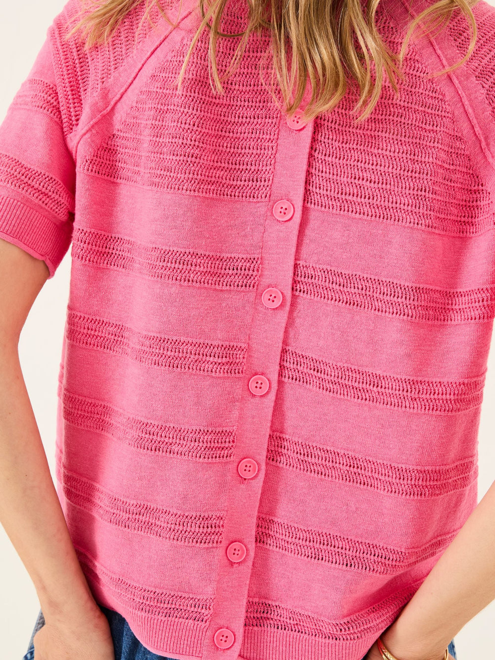 Zandra Pink Cotton Linen T Shirt