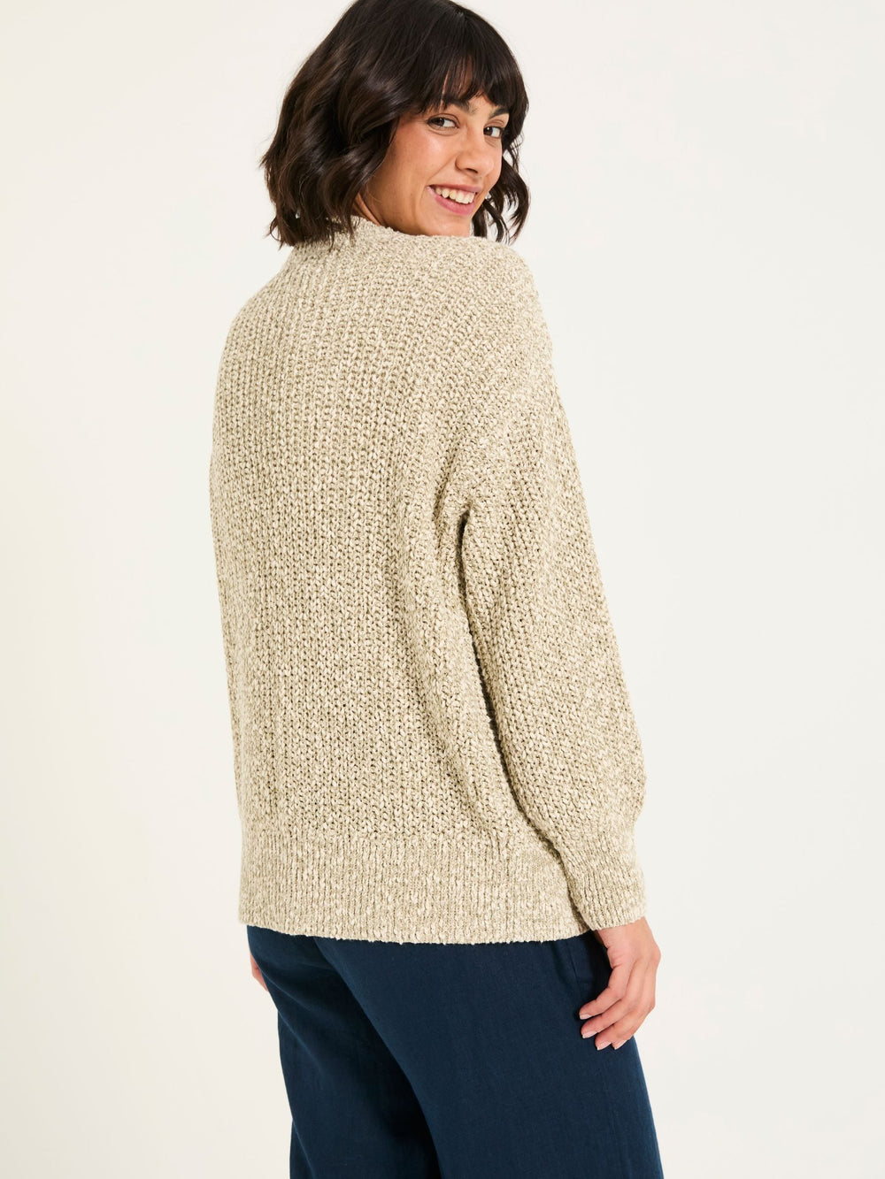 Olive Natural Knitted Tape Yarn Cardigan