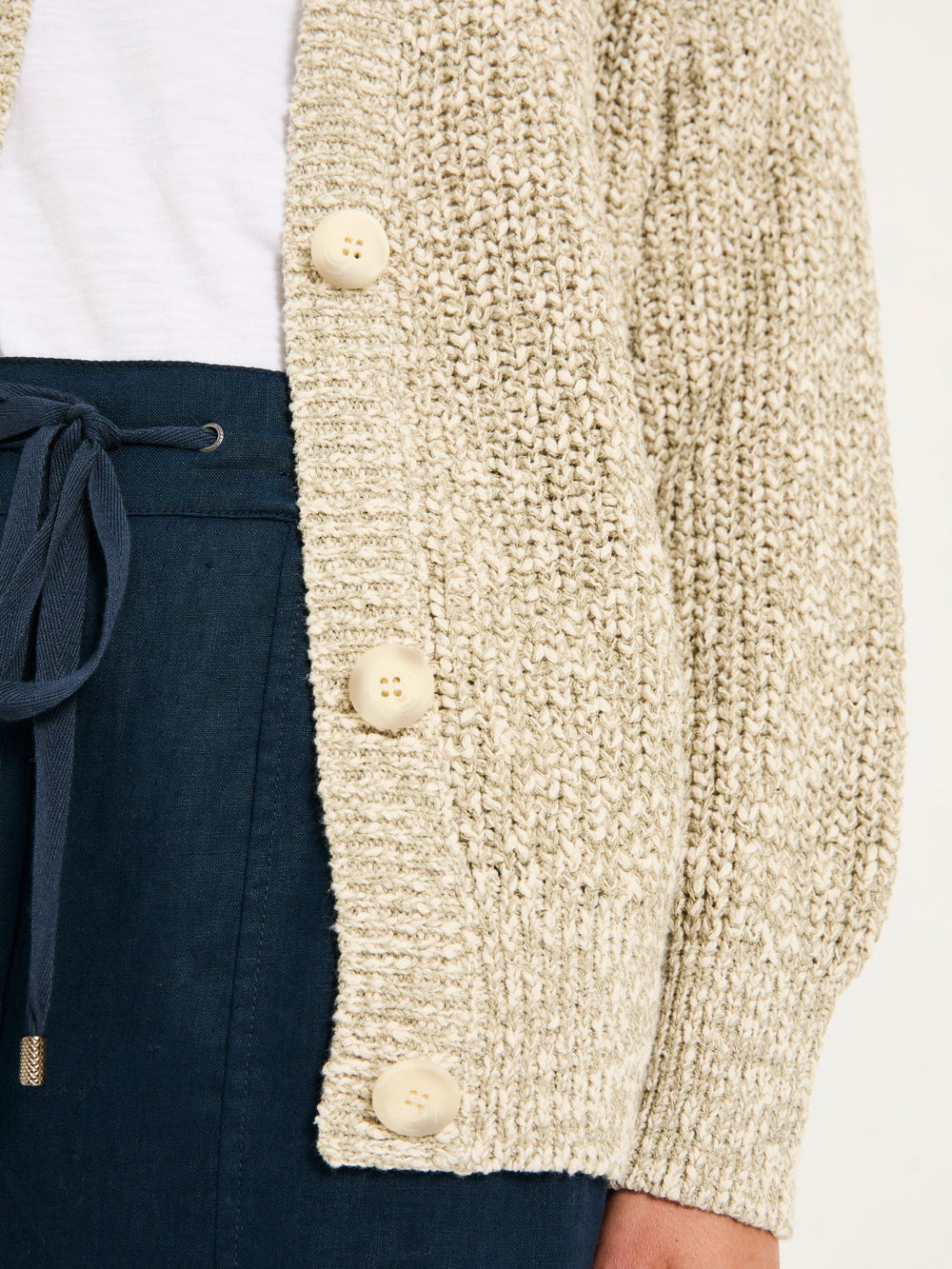 Olive Natural Knitted Tape Yarn Cardigan
