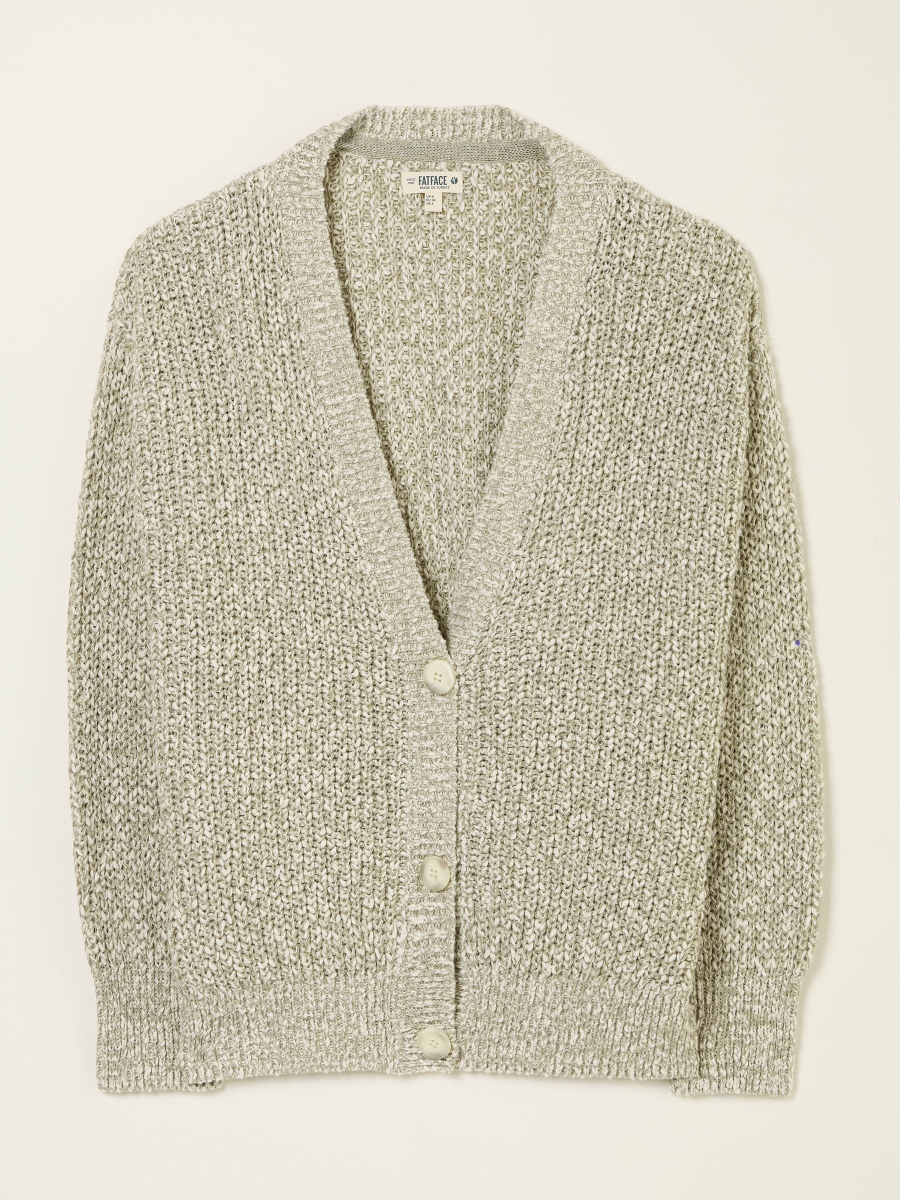 Olive Natural Knitted Tape Yarn Cardigan