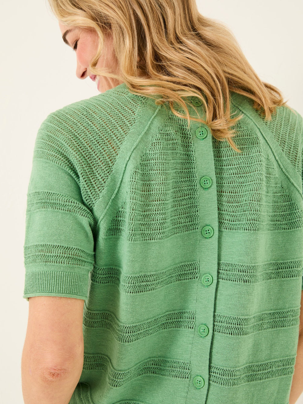 Zandra Green Cotton Linen T Shirt