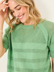 Zandra Green Cotton Linen T Shirt