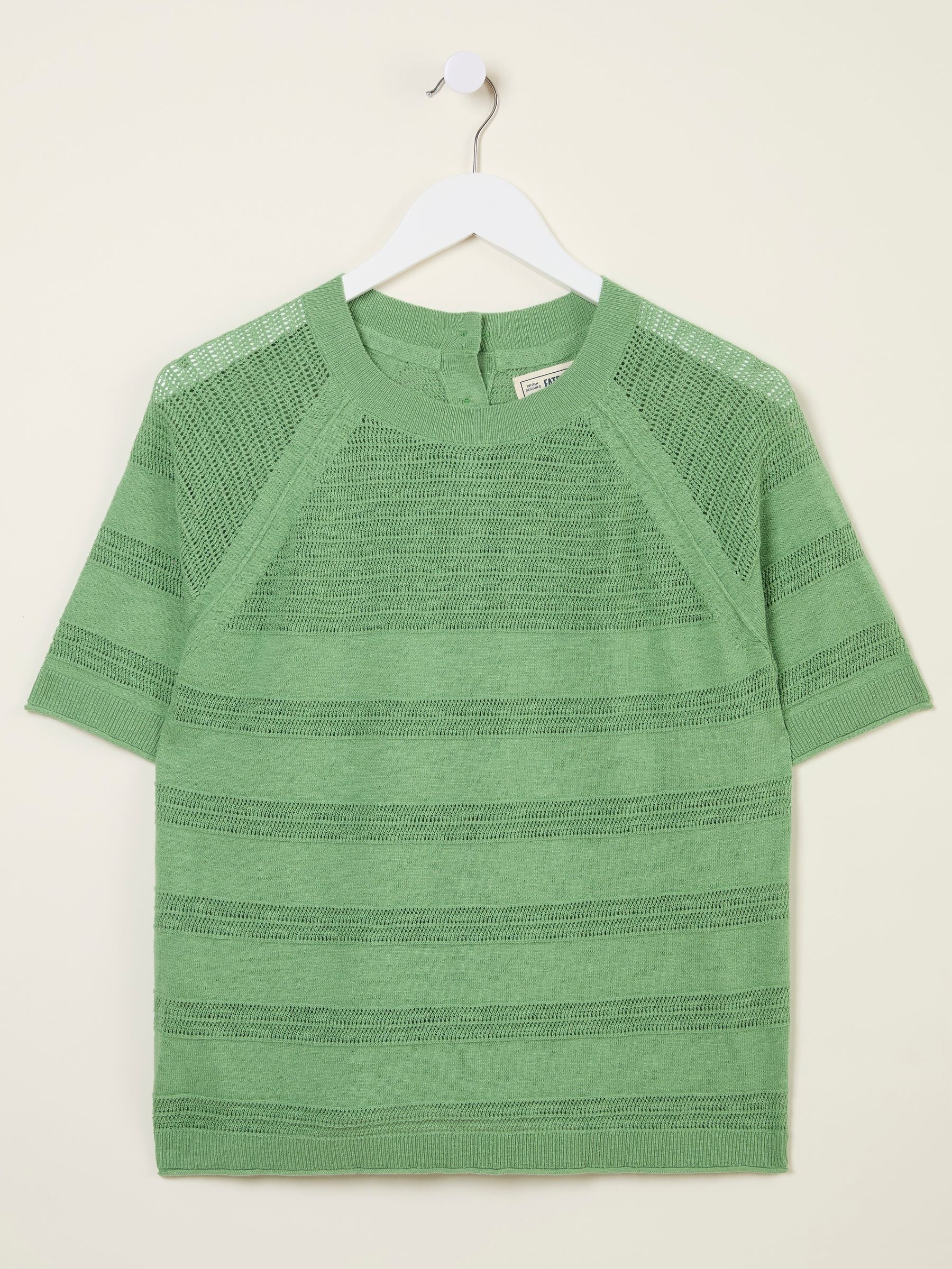 Zandra Green Cotton Linen T Shirt