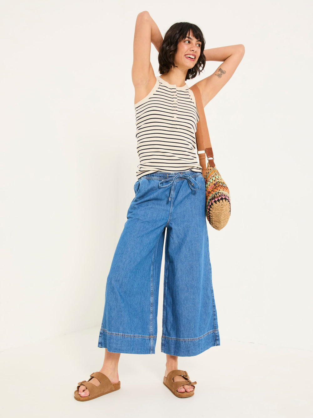 Holly Indigo Blue Wide Leg 100% Cotton Culottes