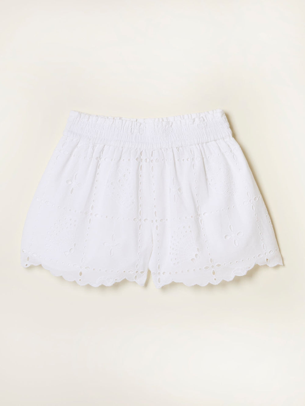 White Beachwear Shell Cutwork Short