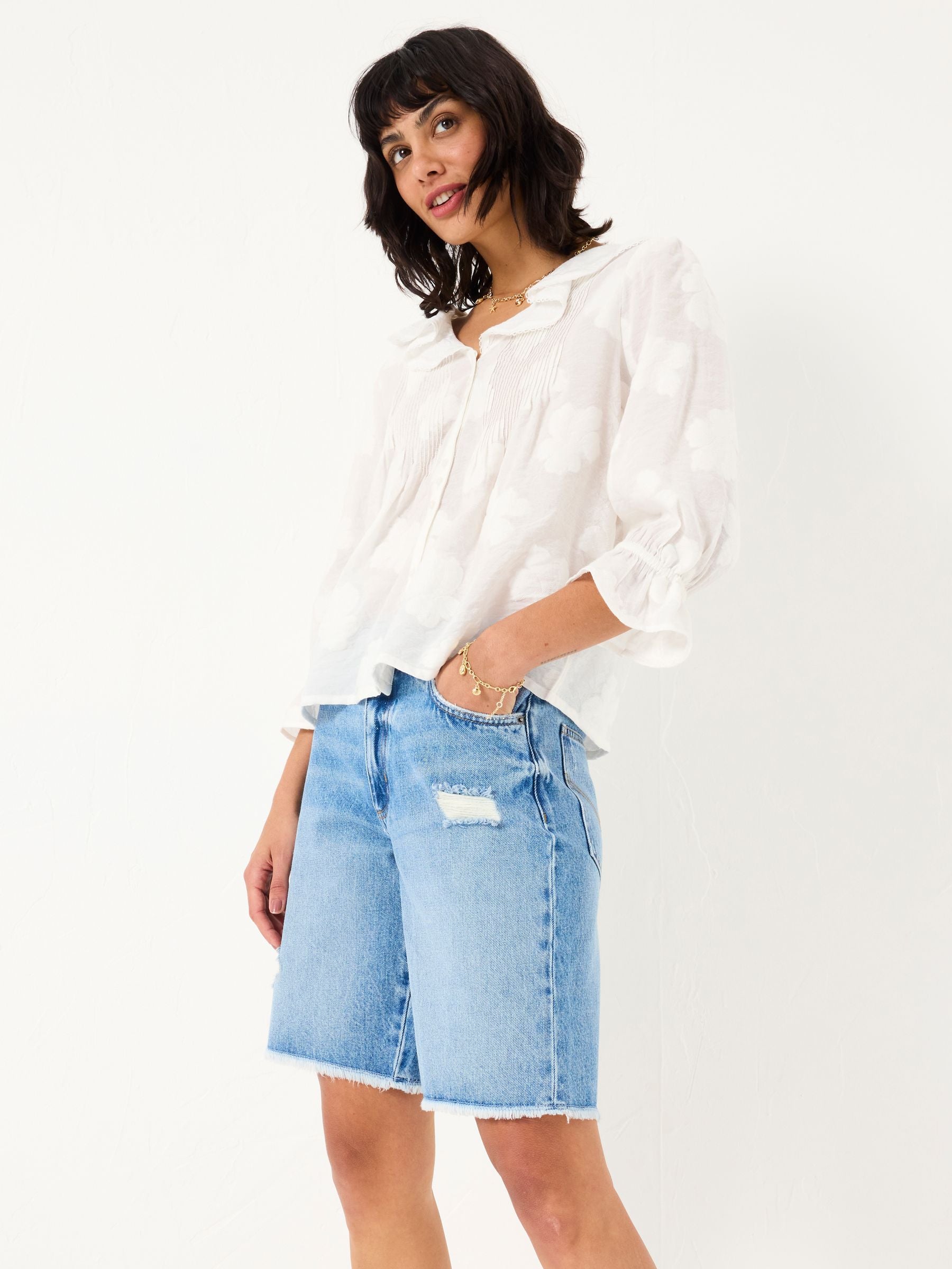 Isabella Light Blue Denim Bermuda Shorts