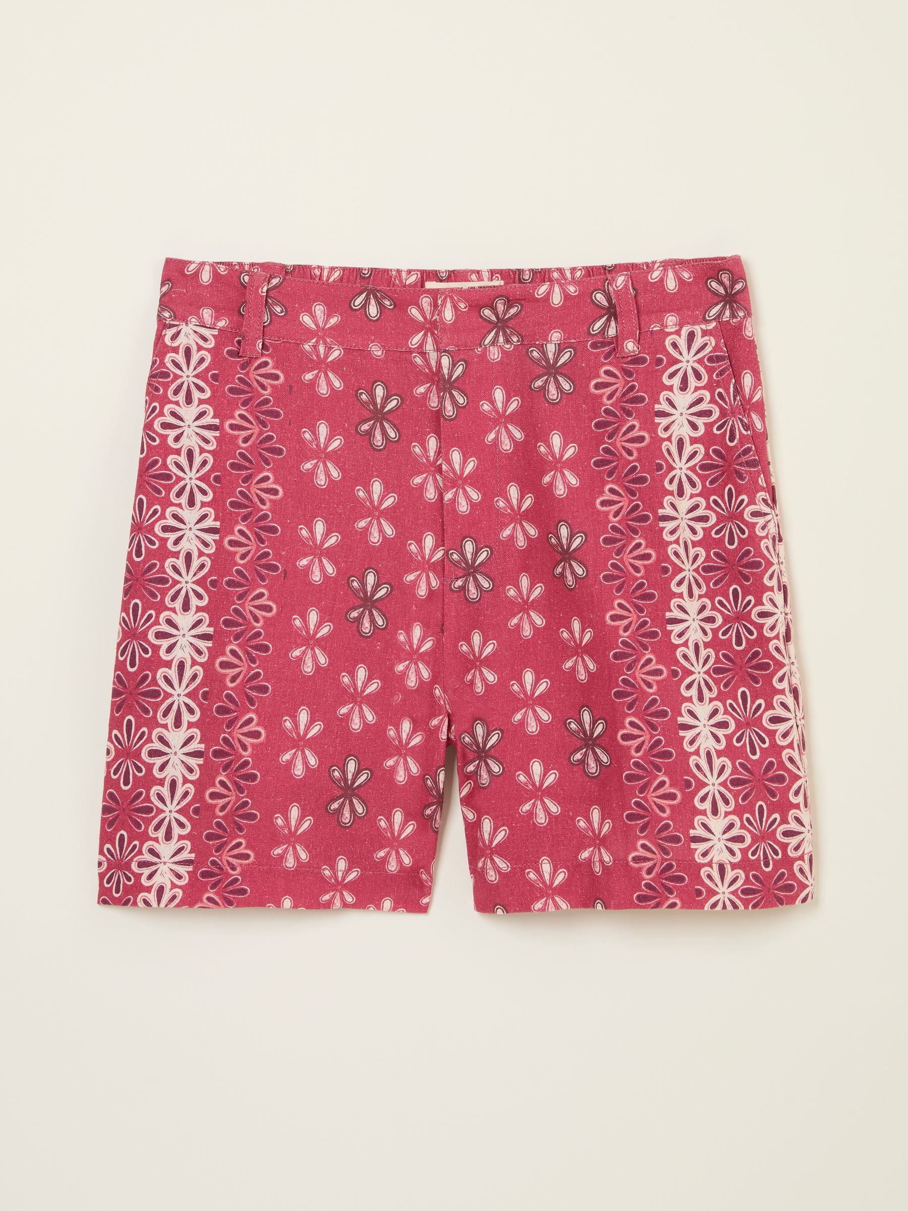 Nell Dark Pink Earth Geo Linen Blend Shorts