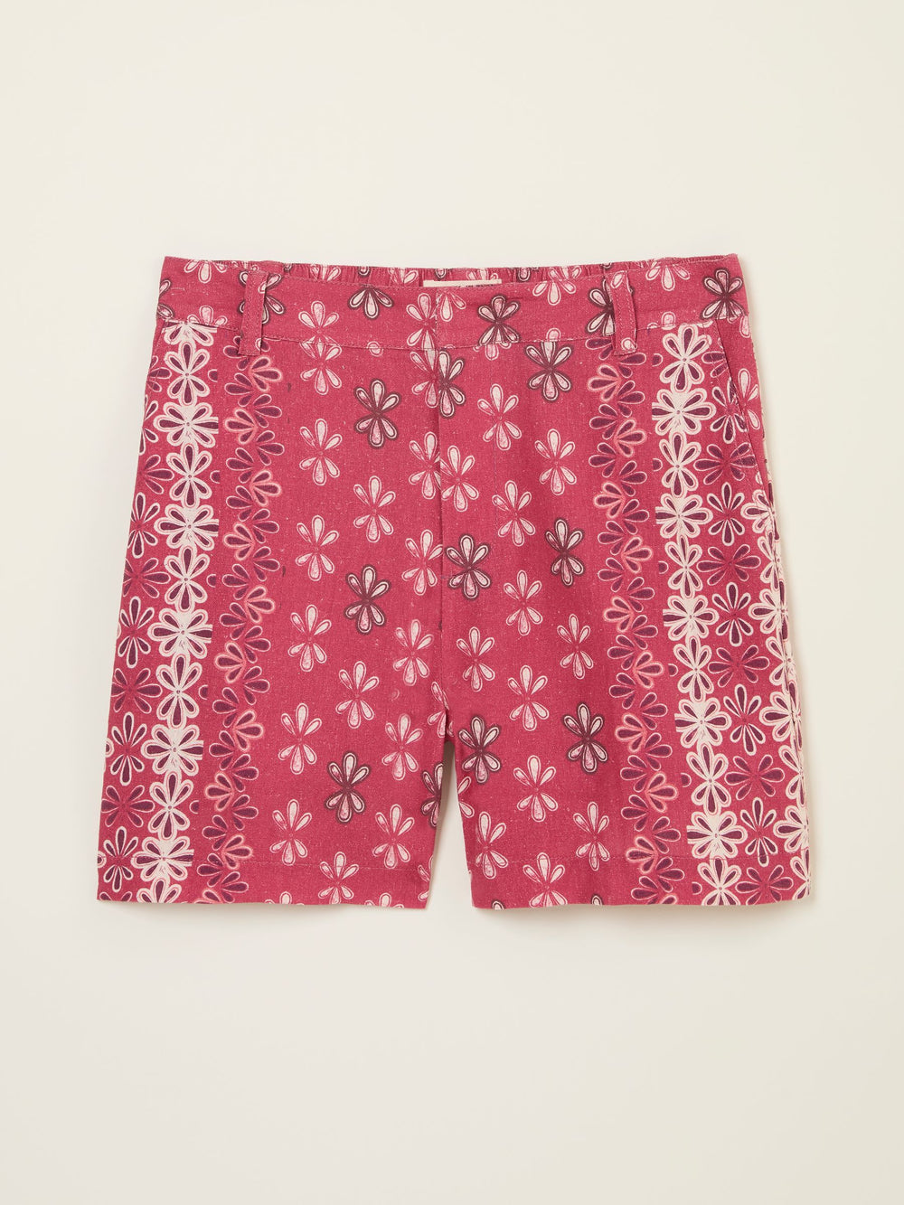 Nell Dark Pink Earth Geo Linen Blend Shorts