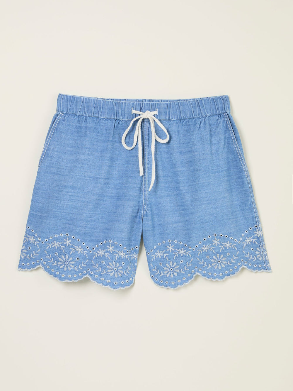 Broderie Shorts Chambray Blue Beeble Broderie Shorts