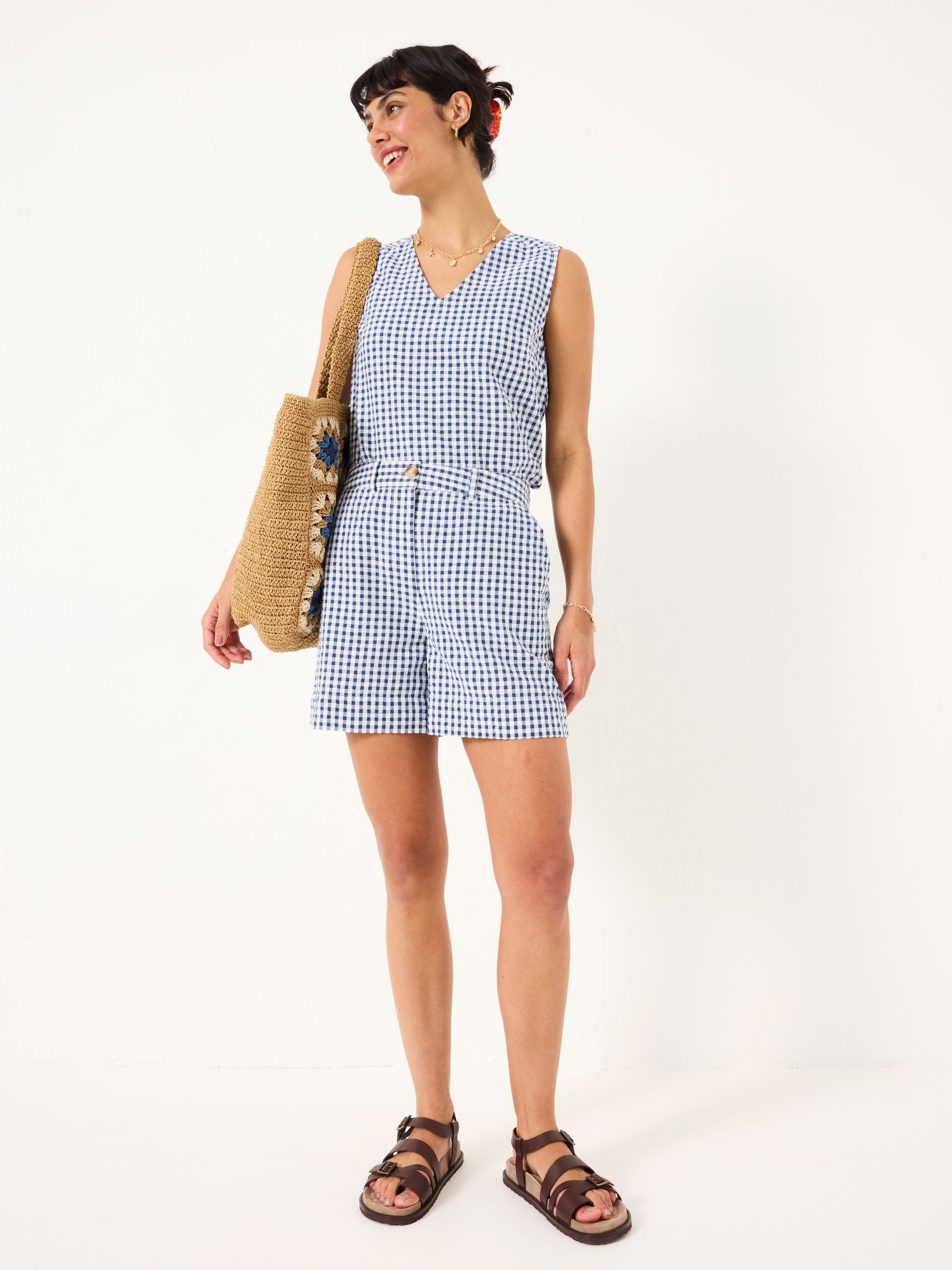 Nell Navy Gingham Shorts