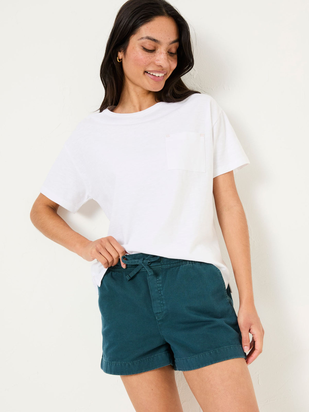 Ashby Teal Blue Drawstring Shorts
