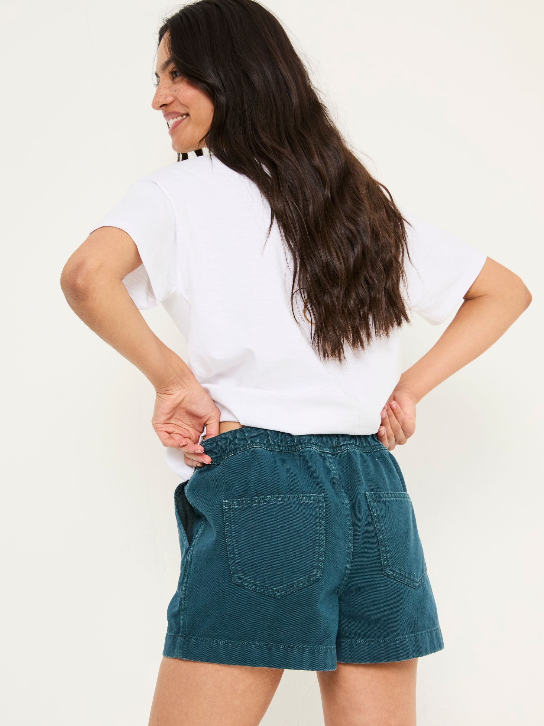 Ashby Teal Blue Drawstring Shorts