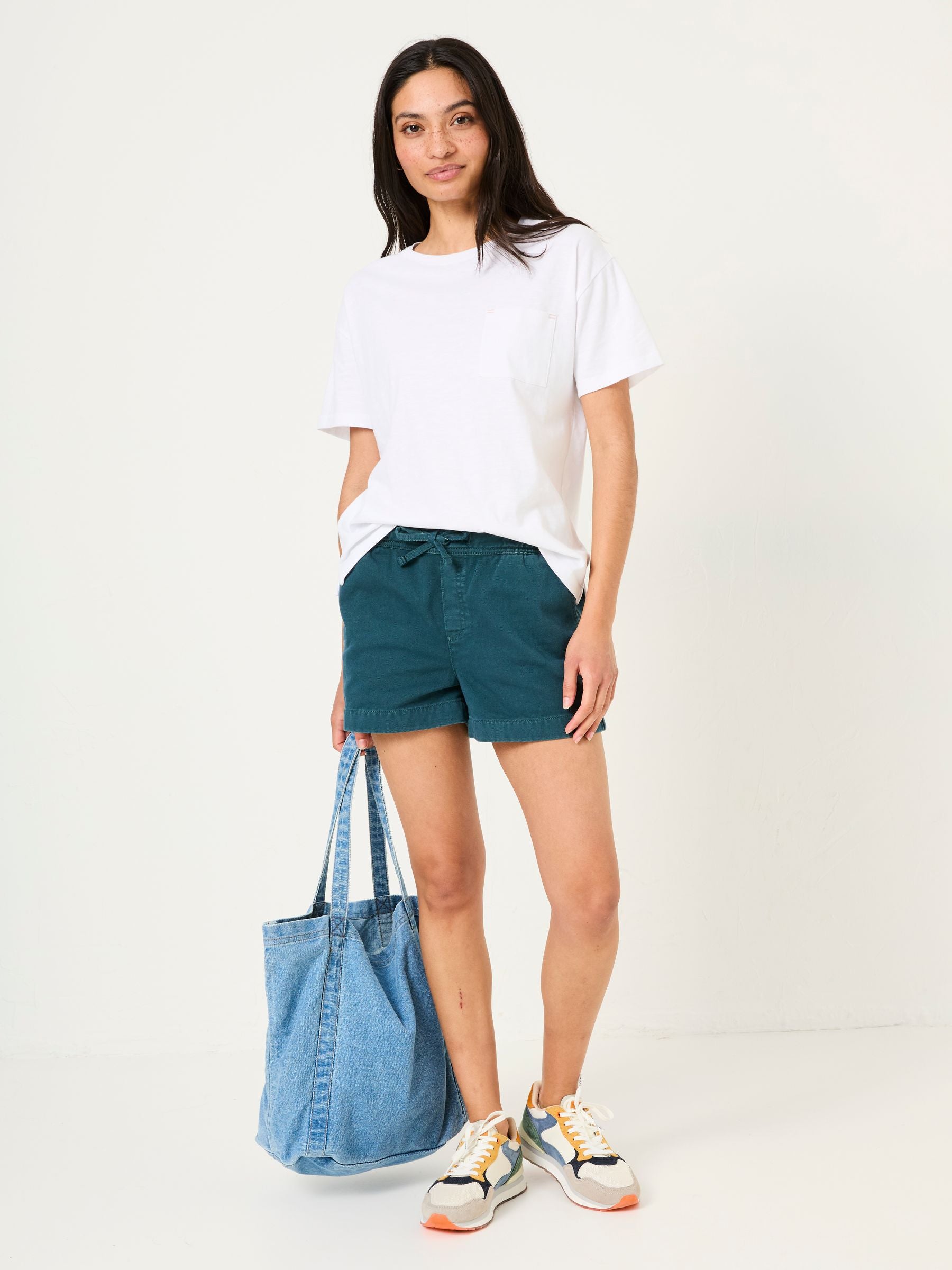 Ashby Teal Blue Drawstring Shorts
