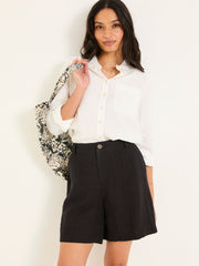 Nell Black Linen Shorts