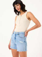 Holywell Light Blue Frayed Denim Shorts