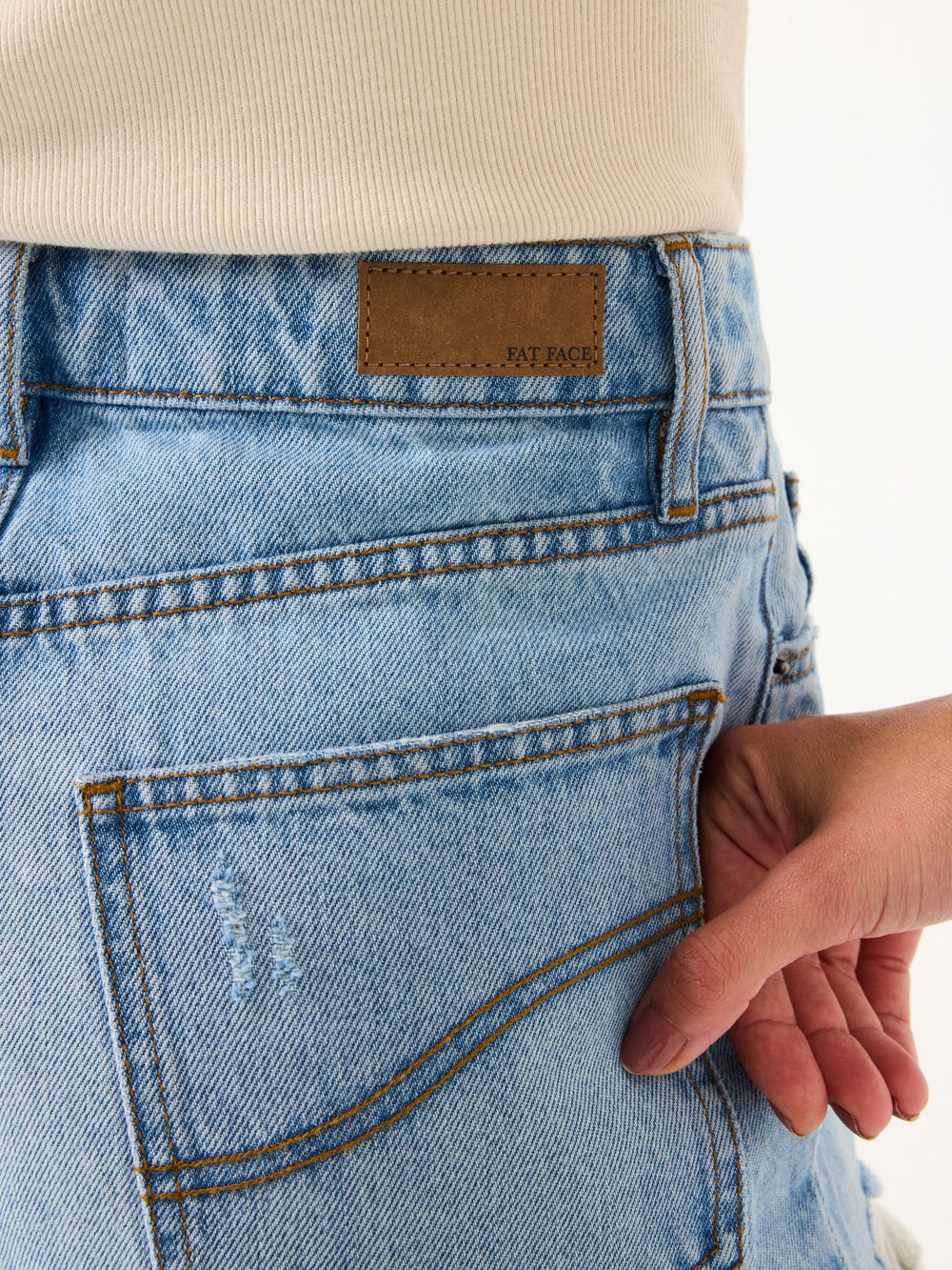 Holywell Light Blue Frayed Denim Shorts
