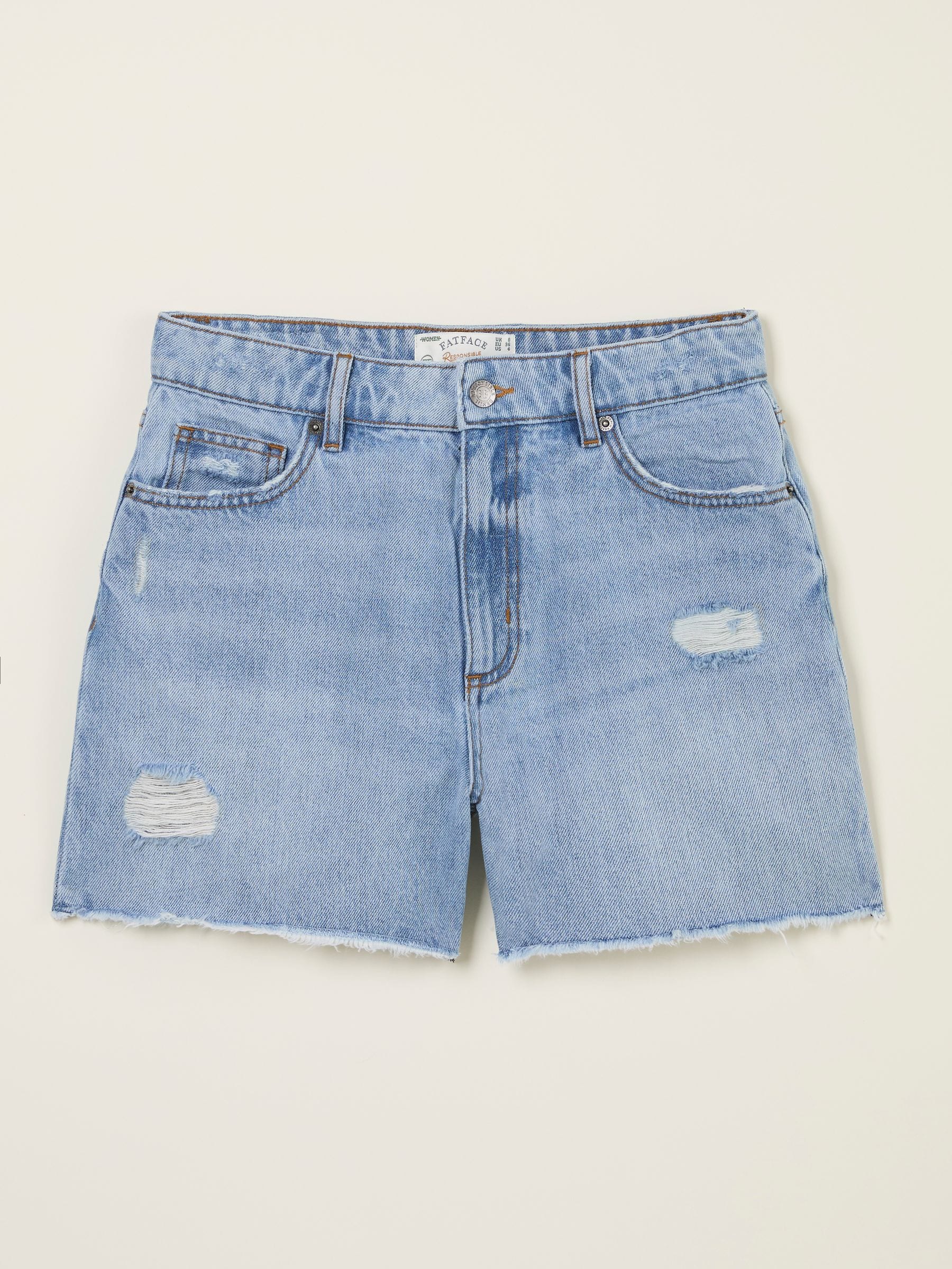 Holywell Light Blue Frayed Denim Shorts