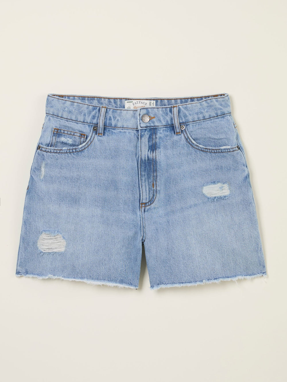 Holywell Light Blue Frayed Denim Shorts