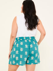 Teal Blue Lino Shell Flippy Shorts