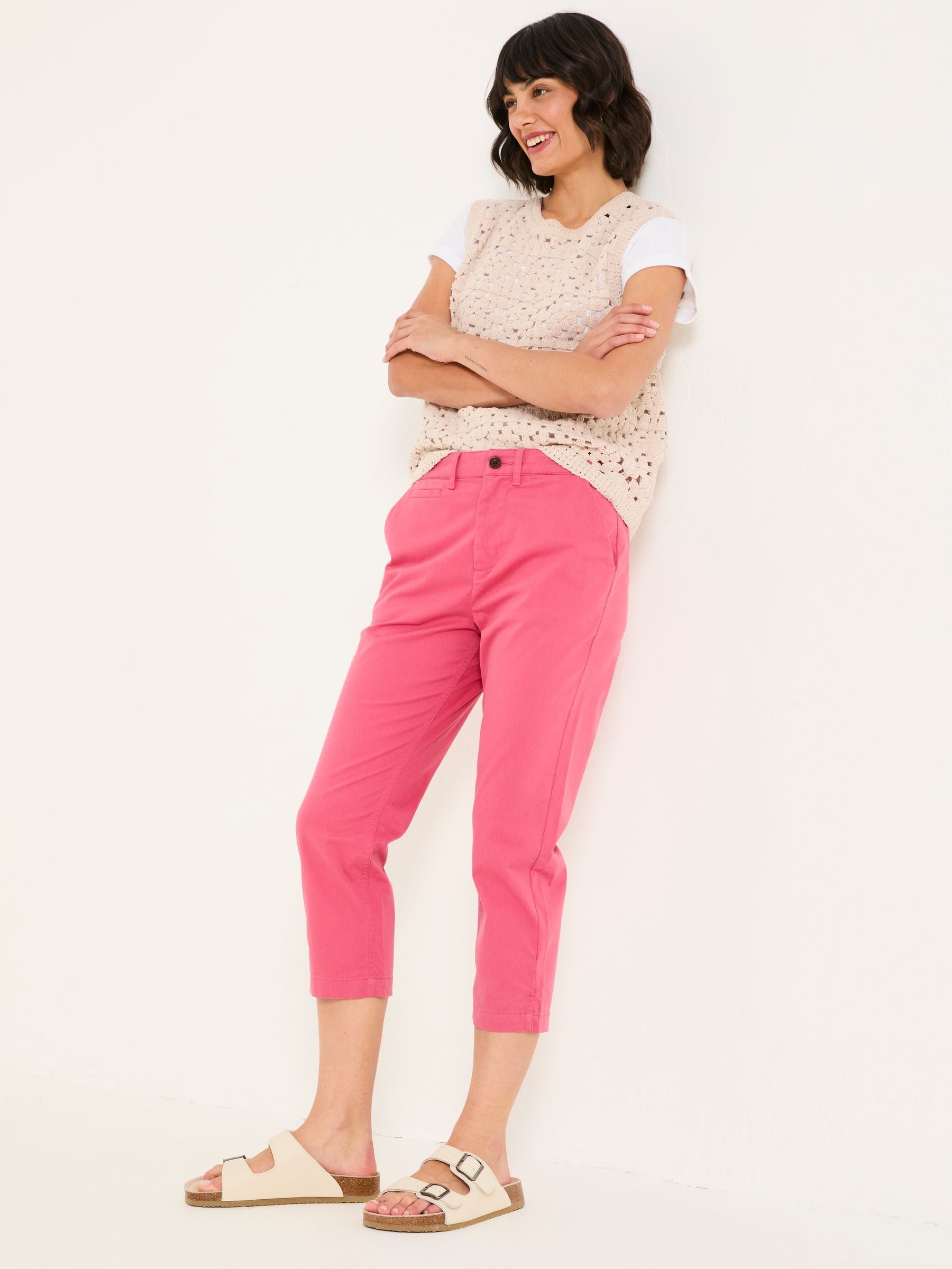 Farnham Pink Cropped Chino Trousers