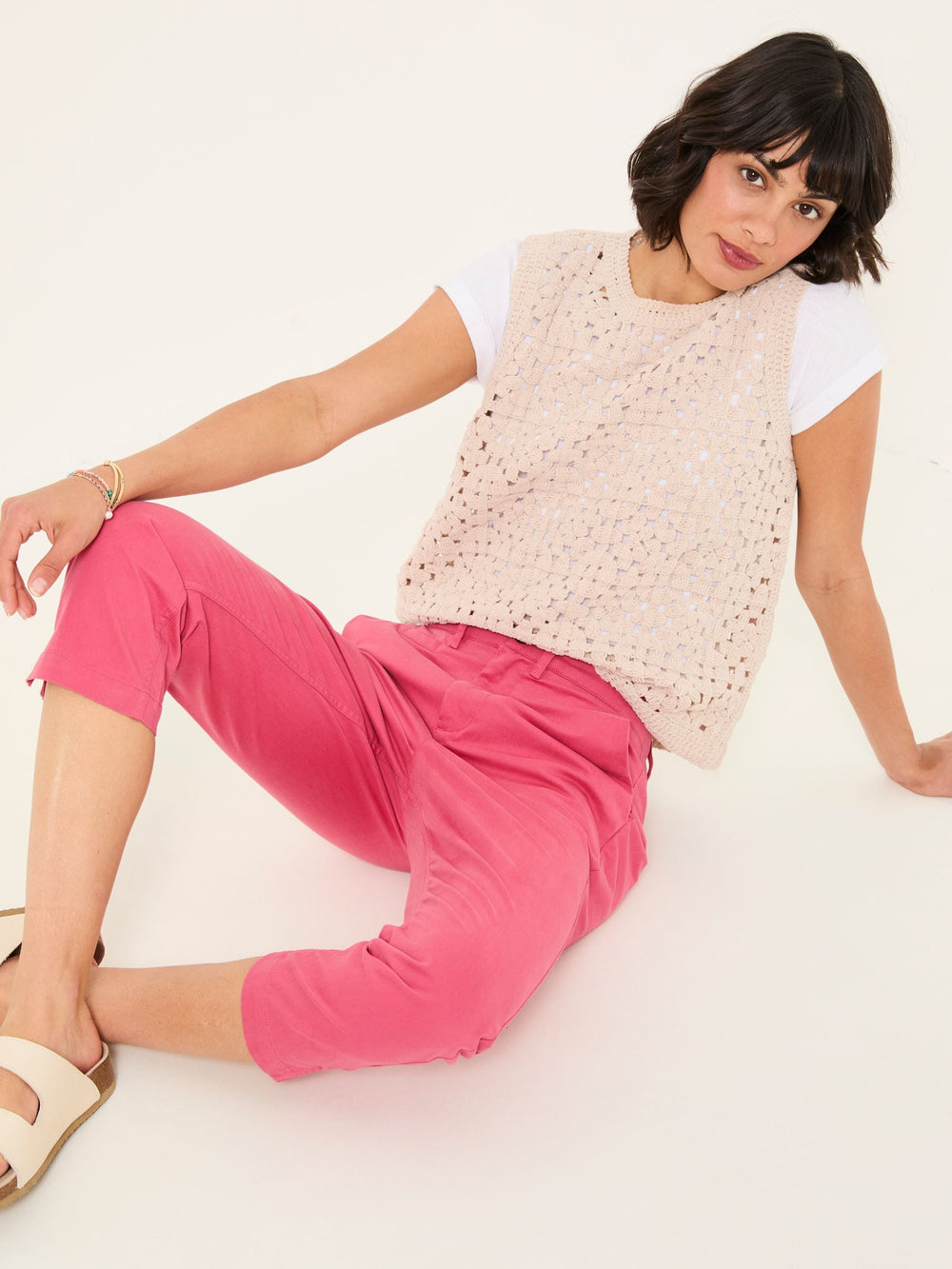 Farnham Pink Cropped Chino Trousers