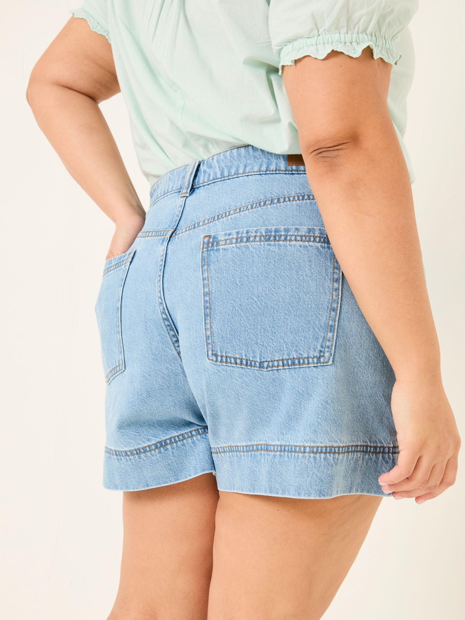 Broadway Light Vintage Blue 100% Cotton Denim Shorts