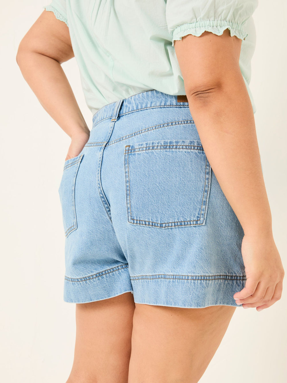 Broadway Light Vintage Blue 100% Cotton Denim Shorts