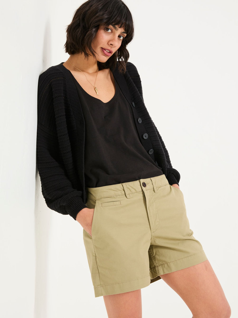 Padstow Khaki Green Chino Shorts