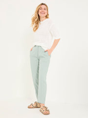 Issy Mint Green Tapered Linen Blend Trousers