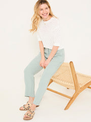 Issy Mint Green Tapered Linen Blend Trousers