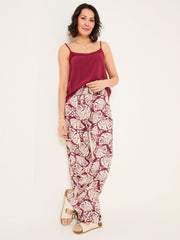 Burgundy Red Mono Shell Shirred Palazzo Trousers