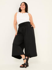 Aubrey Black Wide Leg Crop Trouser