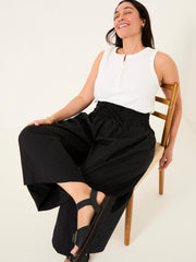 Aubrey Black Wide Leg Crop Trouser