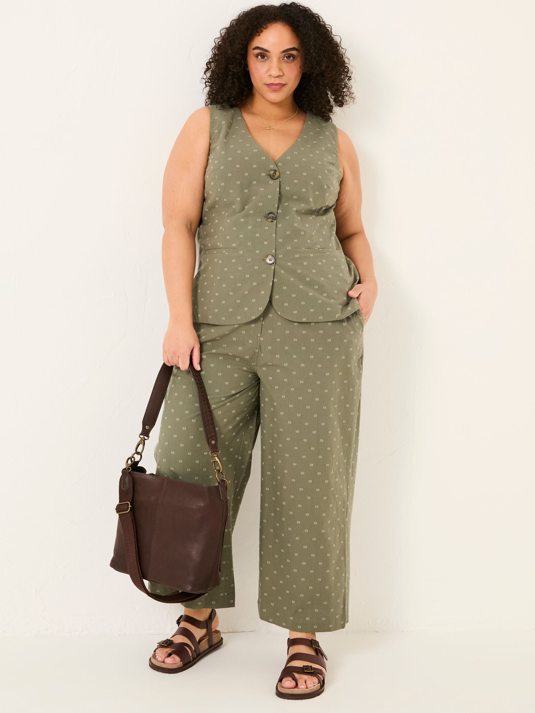 Nina Light Green Embroidered Cropped Trousers