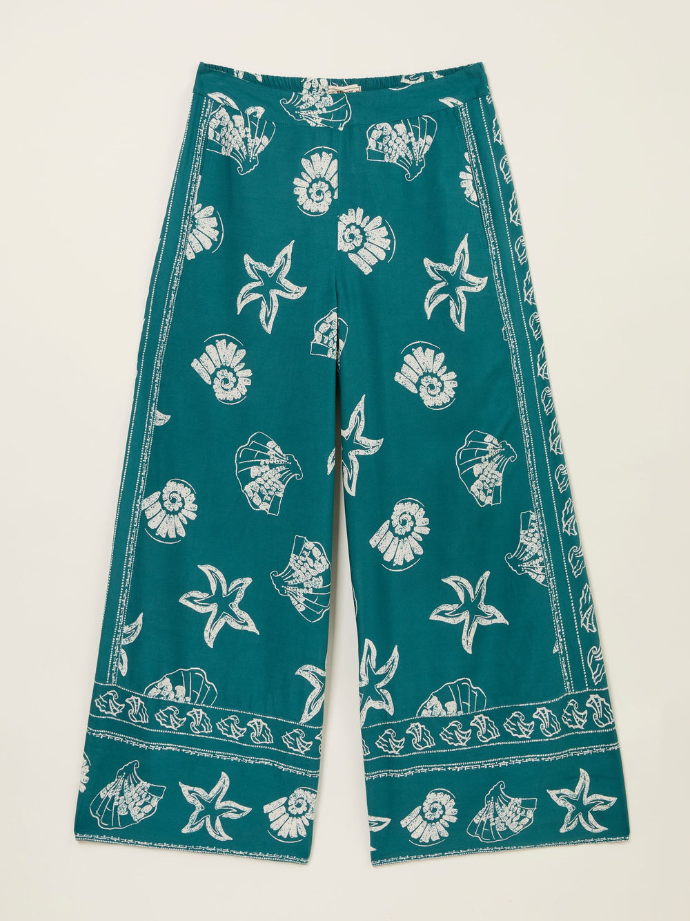 Eliza Teal Blue Lino Shell Cropped Trousers