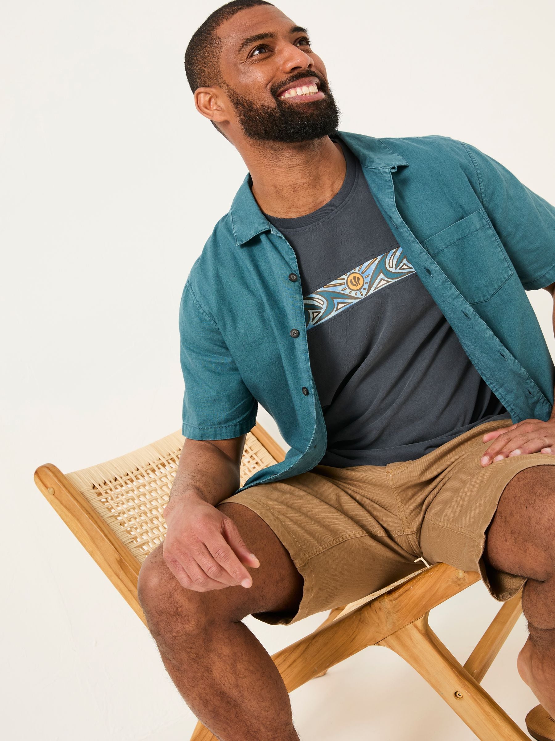 Grey Surf Patch Chest Stripe Tshirt