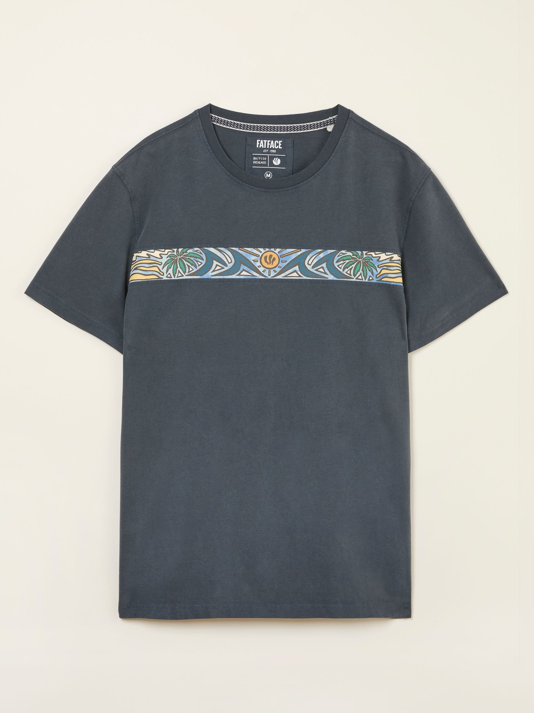 Grey Surf Patch Chest Stripe Tshirt