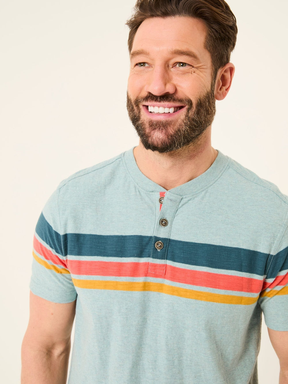 Henley Light Blue Chest Stripe Henley