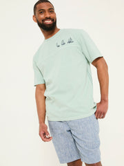 Light Blue Boat Embroidered T-Shirt