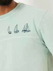 Light Blue Boat Embroidered T-Shirt