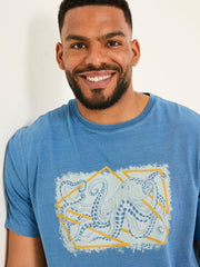 Indigo Blue Octopus Graphic Indigo T-shirt