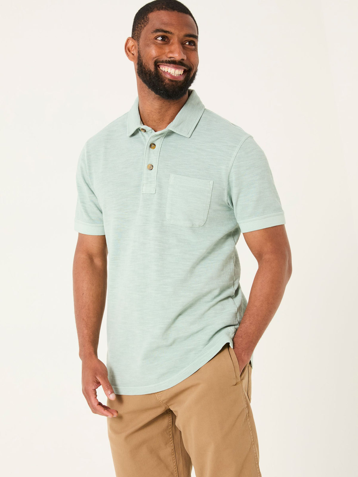 Light Blue Short Sleeve Slub Pique Polo